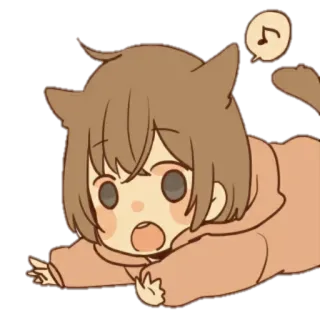 🎶 gatto, orecchie, cartone animato, anime, kawaii, carino, scioccato telegram sticker