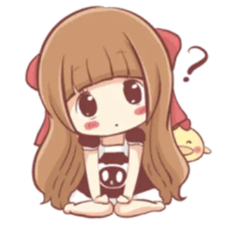 ❓ Cartoon, Chibi, Anime, Niedlich, Mädchen, Figur, Illustration telegram sticker
