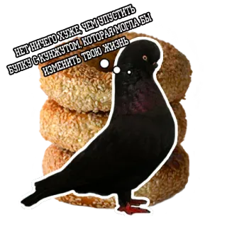 👌 НЕТ НИЧЕГО ХУЖЕ ЧЕМ УПУСТИТЬ
БУЛКУ С КУНЖУТОМ, КОТОРАЯ МОГЛА БЫ
ИЗМЕНИТЬ ТВОЮ ЖИЗНЬ 鸽子, 芝麻包, 食物, 鸟, 俄文, 搞笑 whatsapp sticker
