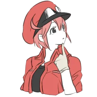 ❄️ Red Blood Cell Cells at Work! Anime, Manga, Darah, Sel, Merah, Cells at Work!, Hataraku Saibou whatsapp sticker