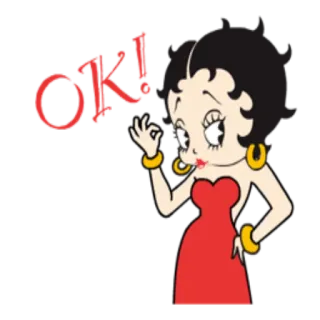 👌 Betty Boop OK! cartoon, retro, vintage, ok, gesture, Betty Boop telegram sticker