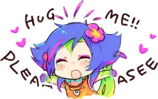 🤗 HUG ME!! PLEASEE Аниме, Милый, Объятия, Заказ, Умоляющий, Чиби telegram sticker