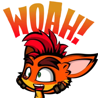 🤪 Crash Bandicoot WOAH! Crash Bandicoot, dessin animé, jeu vidéo, Woah whatsapp sticker