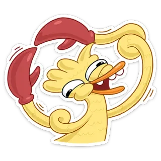 🦀 утка, перчатки, мультфильм, животное, персонаж telegram sticker