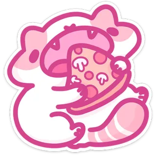 🍴 Pizza, Kot, Słodkie, Różowy, Kreskówka, Jedzenie, Zwierzę whatsapp sticker