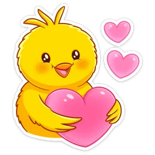 ❤️ kurczak, serce, miłość, słodki, kreskówka, zwierzę, żółty telegram sticker