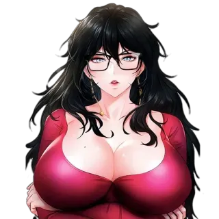 🖤 Anime, Kobieta, Okulary, Seksowna, Dla dorosłych telegram sticker