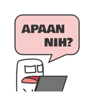 😟 APAAN NIH? 질문, 혼란스러움, 노트북, 말풍선 telegram sticker