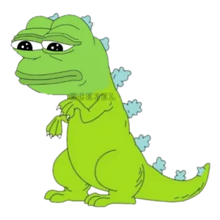 🐸 pepe, dinosaur, meme, internet meme, cartoon, frog, character telegram sticker