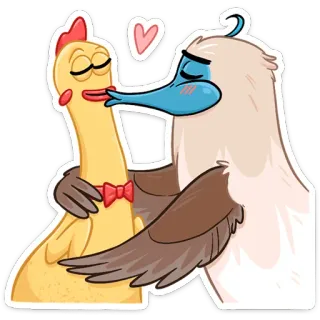 😘 птица, курица, олуша, поцелуй, любовь, мультфильм, милый, животное telegram sticker