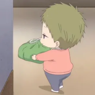 🥺 child, anime, cute, carrying, package, small, toddler telegram sticker