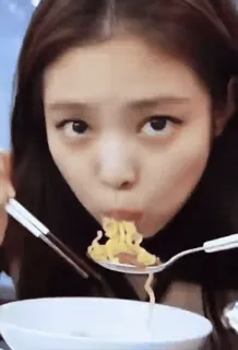 🍜 吃, 面条, 食物, 筷子, 女人, 碗 whatsapp sticker