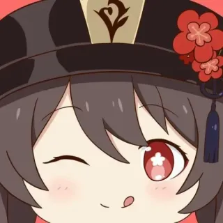 😜 Hu Tao Genshin Impact Anime, Spiel, Figur, Niedlich, Hut whatsapp sticker