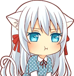 😤 Anime, Chibi, Katzenmädchen, Süß, Kawaii, Manga, Sticker whatsapp sticker