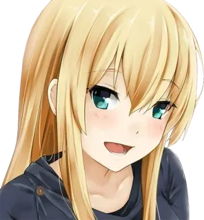 😊 anime, chica, pelo rubio, sonriendo, dibujos animados telegram sticker