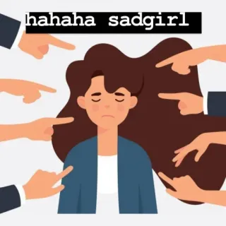 😆 hahaha sadgirl triste, fille triste, harcèlement, dessin animé, illustration telegram sticker