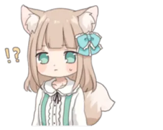 😕 Anime, Garota gato, Fofo, Pergunta, Exclamação, Confuso, Kawaii, Mangá whatsapp sticker