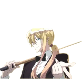 😏 Anime, Personnage, Blond, Billard, Queue de billard, Tenue de soirée whatsapp sticker