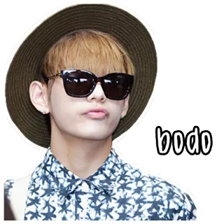 😛 bodo osoba, okulary przeciwsłoneczne, kapelusz, naklejka, portret telegram sticker