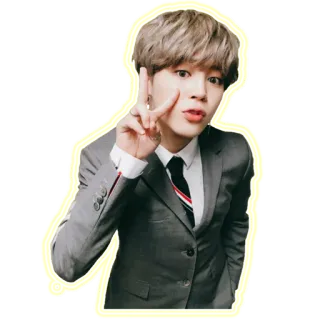 ✌️ personne, signe de paix, costume, coréen, asiatique, cravate telegram sticker