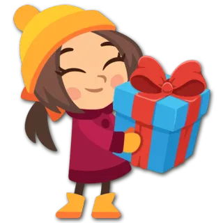 🎁 gift, girl, present, celebration, holiday, cartoon telegram sticker