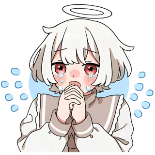 😭 อนิเมะ, ร้องไห้, นางฟ้า, น่ารัก, เศร้า telegram sticker