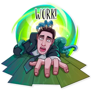 👨‍💼 WORK! 비즈니스, 스트레스, 촉수, 사무실, 만화 telegram sticker