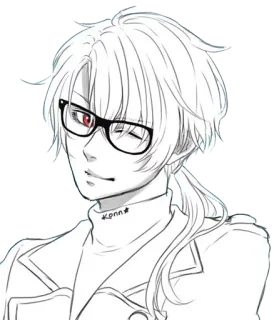 🤓 Konnie* anime, bril, schets, portret whatsapp sticker