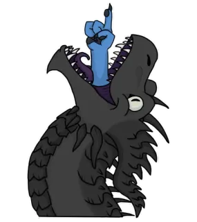☝ monstre, créature, doigt, illustration, dessin animé, geste obscène whatsapp sticker