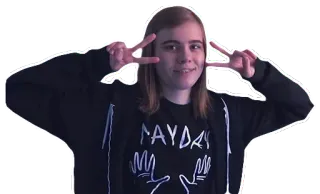 ✌ PAYDAY paz, mão, gesto, adesivo, pessoa, sorriso, roupa, cabelo comprido telegram sticker
