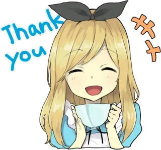 😚 Thank you Anime, Mädchen, Danke, Kawaii, Süß, Tee, Tasse telegram sticker