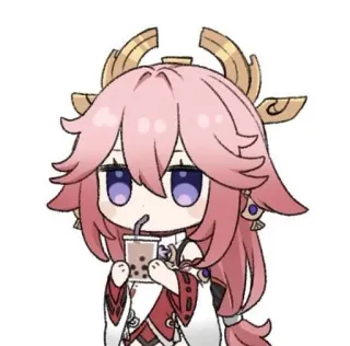 🧋 Yae Miko Genshin Impact 动漫, 角色, 原神, 八重神子, 可爱, 贴纸 telegram sticker