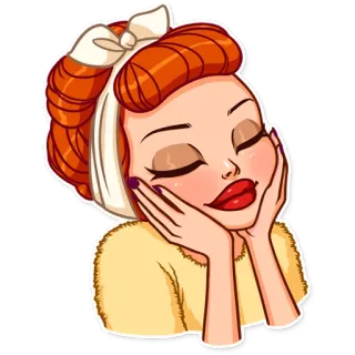 😊 mujer, dibujos animados, dormilón/a, pelo rojo, venda, dolor de cabeza telegram sticker
