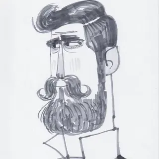 😐 man, beard, illustration, portrait, sketch, art whatsapp sticker
