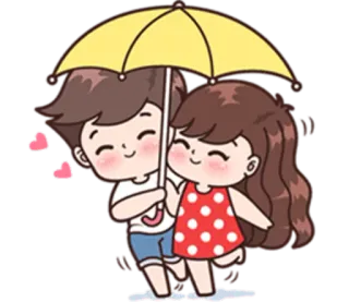😊 couple, parapluie, amour, dessin animé, mignon, relation, coeurs telegram sticker