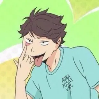 😜 Oikawa Tooru Haikyuu!! AOBA JOSAI VBC anime, haikyuu, oikawa, sticker, offensive gesture telegram sticker