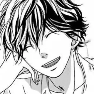 🐱 Anime, Manga, Ragazzo, Sorriso, Felice, Bianco e nero telegram sticker