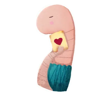 ❤ червь, любовь, сердце, милый, животное, мультфильм telegram sticker