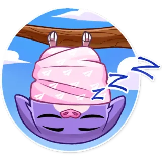 😴 Z летучая мышь, спящий, сонный, мультяшный, животное, милый telegram sticker