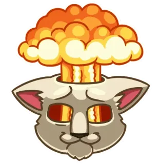 🤯 cat, explosion, atomic bomb, cartoon, funny, head telegram sticker