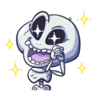 😊 skeleton, sparkles, cartoon, cute, happy telegram sticker
