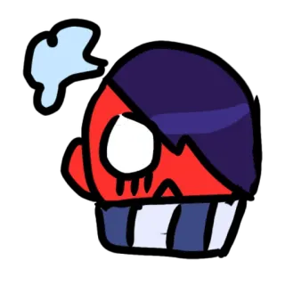 😐 мультик, персонаж, голова, красный, черный, стиль telegram sticker