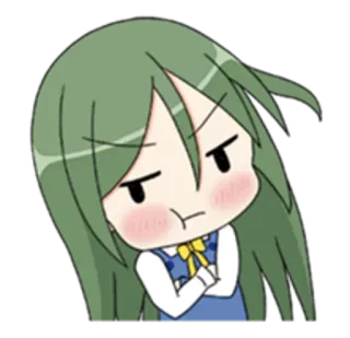 😒 Anime, Chibi, Mädchen, Ausdruck, Genervt, Cartoon telegram sticker