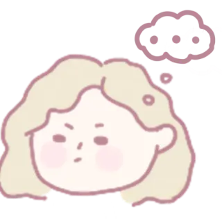 🤔 pensando, desenho, mulher, cabeça, ilustração, fofo telegram sticker