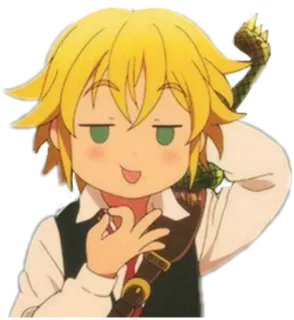 👌 Meliodas Seven Deadly Sins อนิเมะ, ผมบลอนด์, ยิ้มเยาะ, มั่นใจ, โอเค telegram sticker