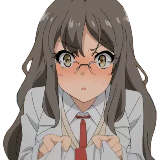 😠 Mai Sakurajima Rascal Does Not Dream of Bunny Girl Senpai anime, bunny girl senpai, mai sakurajima, embarrassed, cute telegram sticker