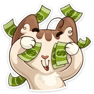💰 고양이, 돈, 달러, 스티커, 부, 만화, 이모지 telegram sticker