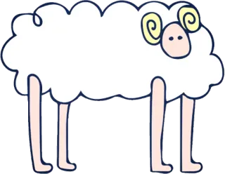 😶 แกะ, สัตว์, น่ารัก, การ์ตูน, ฟาร์ม, ขนแกะ telegram sticker