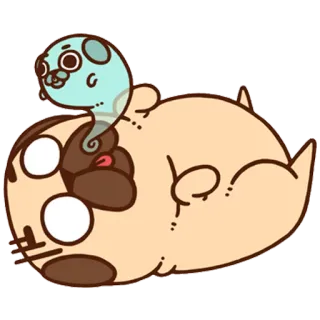 😨 ปั๊ก, หมา, ลูกหมา, การ์ตูน, สัตว์, น่ารัก whatsapp sticker
