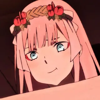 🍒 Zero Two Darling in the Franxx Anime, Mädchen, pinke Haare, Zero Two, Franxx telegram sticker